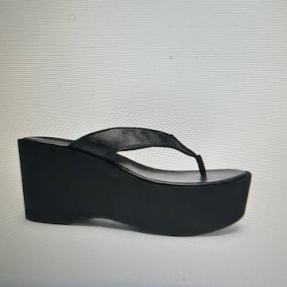 Coach Black Thong Wedge Sandal In Signature Canvas - Picture 7 of 9